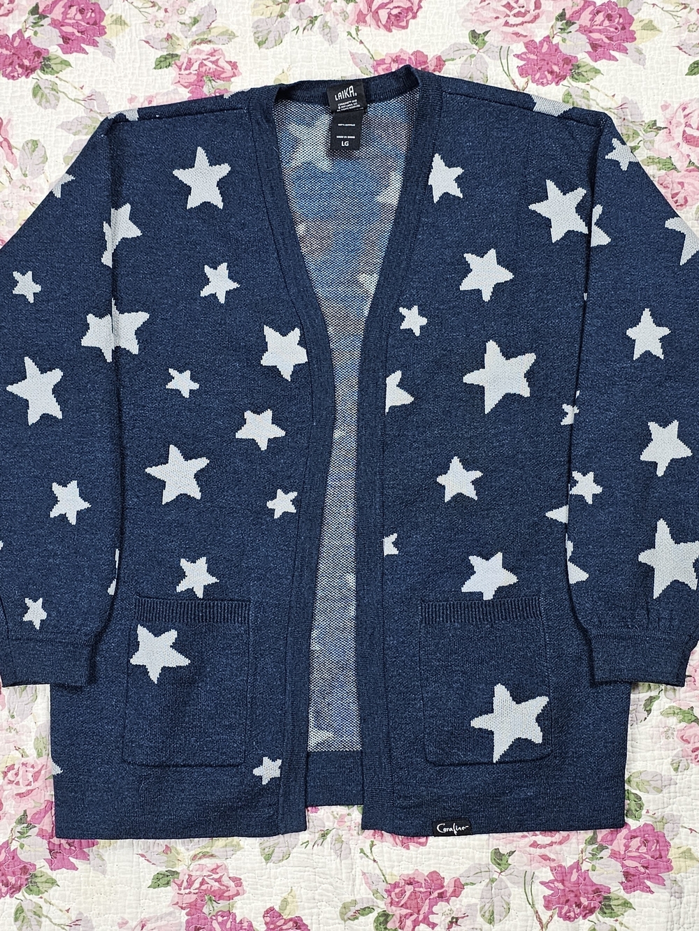 Coraline Movie Blue Star Knit Cardigan Sweater Hot Topic Laika